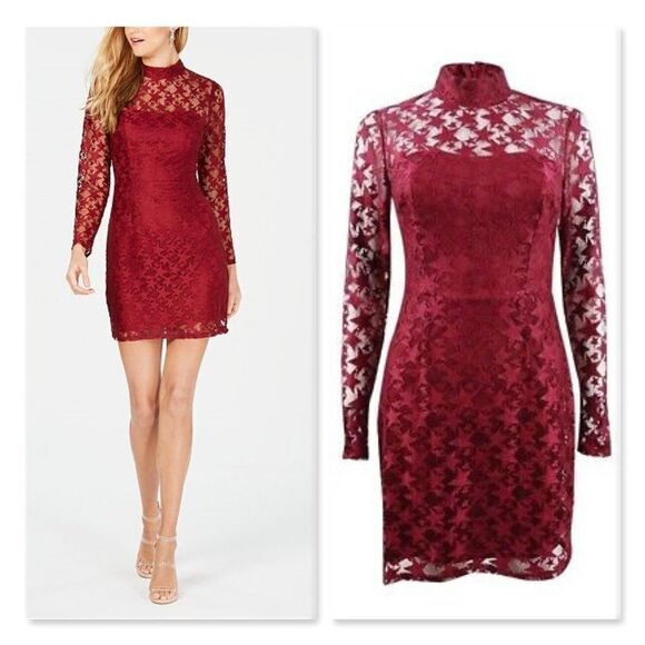 Betsey Johnson Illusion Mock Neck Star Lace Dress - Picture 1 of 13